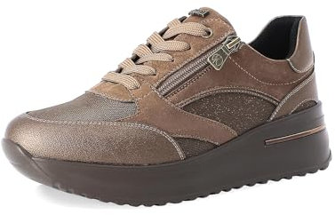 inblu Sneaker Donna Monocolore con Lacci e Cerniera, Scarpe da Ginnastica, Bronzo, 36 EU