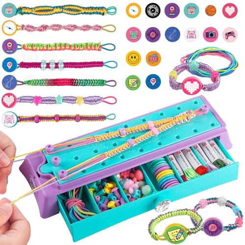 Bracelet Making Kits for Girls, Arts and Crafts for Kids Age 8-12, DIY Friendship Bracelet Making Kit Toys, Bracelets Maker Craft Travel Activity, Birthday Gifts for 6 7 8 9 10 11 12 Year Old Girls