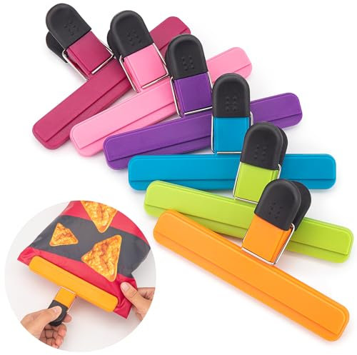 EWOID 6 Stück Chipbeutel-Clips, große Beutel-Clips zur Aufbewahrung von Lebensmitteln, Snack-Clips für Chips und andere Lebensmittelbeutel, robuster Kunststoff-Verschlussclip für Zuhause, Büro und