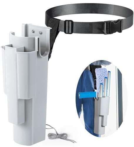 Feekoon Window Cleaning Holster with Belt, Detachable Side Bucket, Squeegee Holder, Grey PP Plastic Tool Belt for Window Cleaners