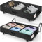 BQKOZFIN 2 Pack Under Bed Storage on Wheels, 50L Foldable Under Bed Storage Organiser Containers with PVC Lid, Rolling Underbed Storage Boxes with Metal Frame for Clothes Shoes Toys Blankets (Black)