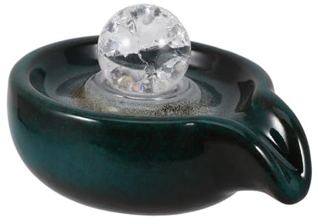 IMIKEYA Ceramic Fountain Waterfall Supply Peacock Green Crystal Ball Garden Landscape Fountain Decor Outdoor and Indoor Circulating Water Features