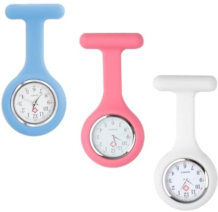 PSFXBM 3 Pcs Silicone Nurse Watch Nurses Fob Watch Nurse Watch Brooch Fob Watches for Nurses Nurses Watch Easy to Carry Doctor Chest Clock Suitable for Health Care Nurse Doctor Paramedic