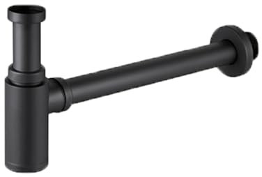 Sifone rotondo a bottiglia, in acciaio inox, per lavello da bagno e lavabo, kit con tubo di scarico per lavabo e lavabo (nero opaco)