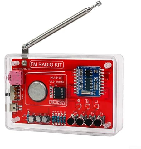 MeevrgR DIY AM/FM Radios Stereo Radio Kit - 87-108MHz Frequency Range, 3.5mm Audio, Educational Electronics Project(With Case)