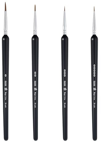 4 Pieces Detail Thin Paint Brush Set Fine Detail Paint Brush Set Fine Detail Paint Brushes for Watercolor Acrylic Oil Painting (Black)