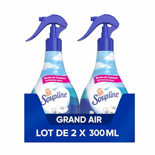 SOUPLINE - Spray Brume de Linge Parfum Grand Air - Brume Parfumée pour Linge de Maison et Vêtements - Complément Idéal à Votre Lessive et à Votre Adoucissant Linge - Lot de 2 x 300 ml