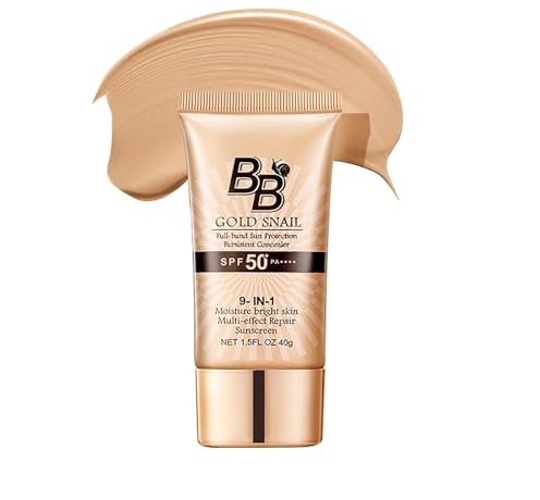 3-in-1 Make-up Basis mit LSF 50, Leichte Foundation Creme für Natürlichen Teint, Mattierende Tagescreme mit Hyaluronsäure und Mineralien, Abdeckung von Rötungen und Poren, 40g (Dunkel)