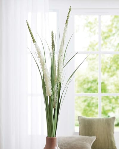 Dekoleidenschaft Kunstpflanze Steppenkerze Kunstgras 90 cm hoch, Dekogras mit Blüten, wie echt, Grünpflanze Gras groß