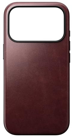 NOMAD Modern Leather Case | für iPhone 17 Pro | Schutzhülle aus Polycarbonat und hochwertigem Echtleder | MagSafe-kompatibel | Burgundy Horween