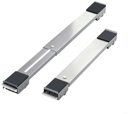 Soporte de lavadora con base móvil ajustable para muebles, juego de 2 unidades para refrigerador, lavadora, secadora, rango de 17.5-27.6 pulgadas, 16 ruedas de polipropileno (plata)