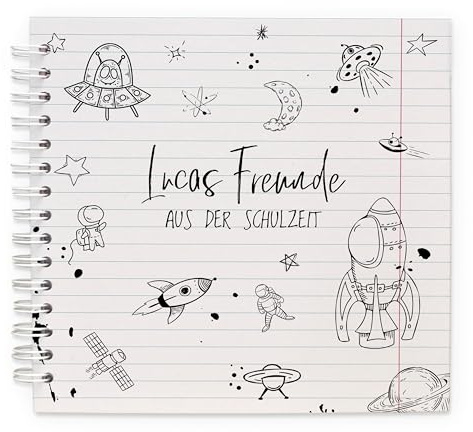 Feenstaub Weltraum Freundebuch Schule mit Namen, Freundschaftsbuch personalisiert, Schulfreunde Weltall, Schulfreundebuch Weltraum, Meine Schulfreunde 4. Klasse Mädchen, Junge