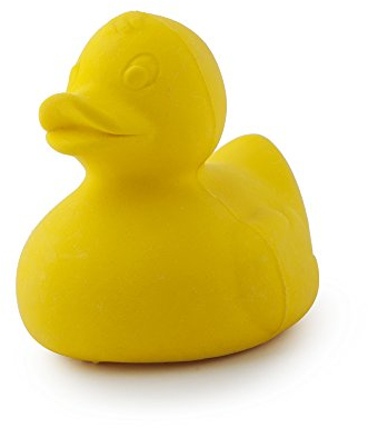 Oli & Carol - Badespielzeug aus Naturkautschuk, Elvis die Badeente, Gelb, 8 cm