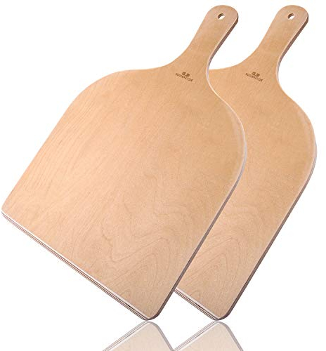 Premium Pizzaschieber aus Naturholz, große Pizzaschaufel, Schneidebrett zum Backen hausgemachter Pizza und Brot“ Ofen oder Grill“ 2er Set