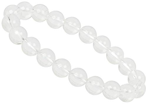 ELEDORO Stretch Armband aus echten Edelsteinen-Perlen 10mm: für Energie und Harmonie (Bergkristall)