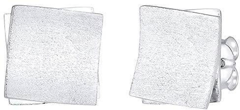Nenalina Ohrstecker 925 Silber Damen Ohrringe Set viereckige Form gebürstet 11 mm Geo Look