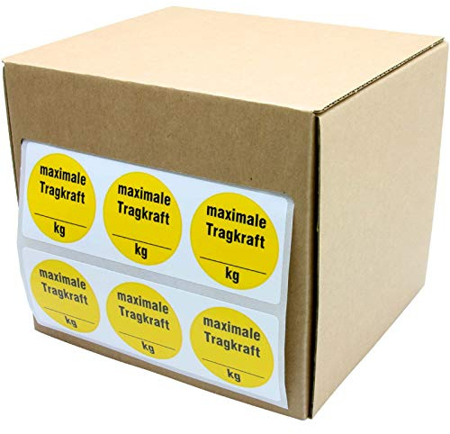 500 Stück Plakette Tragkraft max kg Traglast Aufkleber 30 mm selbst beschriften