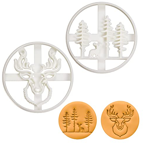 2er Set Hirsch Ausstechformen (Formen: Hirschkopf und Hirsch im Wald), 2 Teil