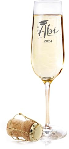 AMAVEL Sektglas mit Gravur zum Abitur 2025, Graviertes Glas für Abiturienten, Füllmenge: 0,2 l