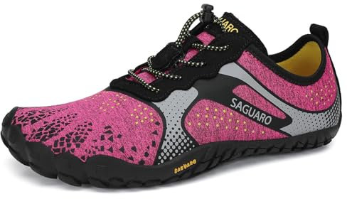 SAGUARO Femme Chaussures de Trail Minimalistes Chaussures de Fitness Été Extérieur Barefoot Chaussures de Running Homme Antidérapant Respirant Extérieur Rose 36 EU