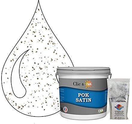 POK PAILLETTE : Peinture de Finition Acrylique Effet Pailleté Murs Intérieurs 2,5L - Blanc