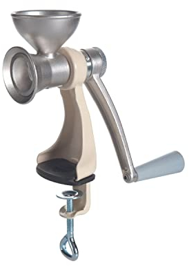 Jupiter Mohnmühle Leinsamenmühle Ölsaatenmühle creme, retro Edelstahl Küchenhelfer Handgerät manuell, beige
