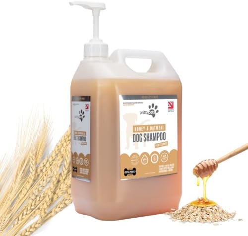 Oatmeal Hundeshampoo Pritty Pets 5 Liter HaferflockenShampoo für Hunde – professionelles pHausgewogenes, tierversuchsfrei, silikon und parabenfrei, welpenfreundliches HundepflegeShampoo –