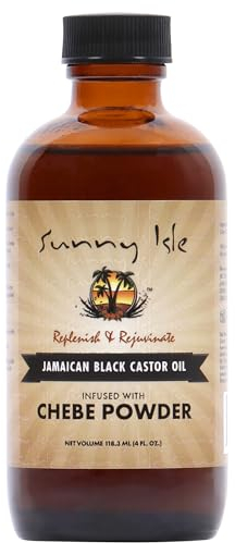 Sunny Isle Olio di ricino nero giamaicano infuso con polvere di Chebe 4 fl. oz