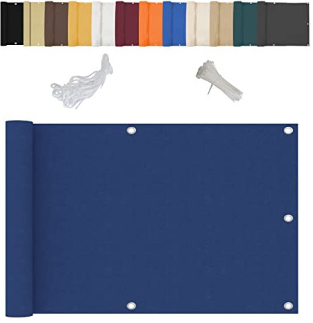 Linmssd Brise Vue pour Balcon, Balcon Protection Contre Les Regards, Tissu Polyester imperméable, Non-tissé Opaque,œillets en Aluminium, pour Jardin, terrasse - Bleu 50x550cm