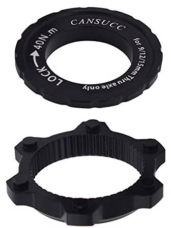 Saipor Bremsscheibe Center Lock Adapter 6 Bolt Fahrrad Centerlock mit Center-Lock-Ring Aluminiumlegierung 6-Loch MTB Fahrradzubehör (Schwarz)