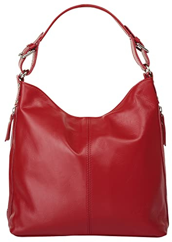 Samantha Look Handtasche Echt Leder Damen | Made in Italy, elegante Schultertasche, Umhängetasche aus Leder | 017580
