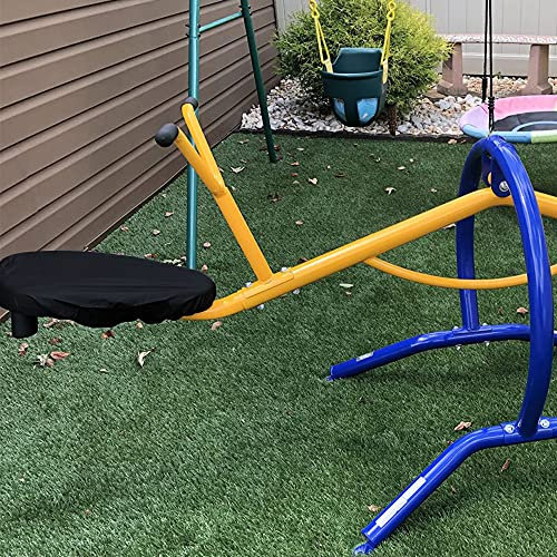 YardJoyliz 2pcs Waterproof Protective Teeter-Totter Home Seesaw Seat Cover, Black, For Kids, Includes Threaded Cord, Compact Storage Bag