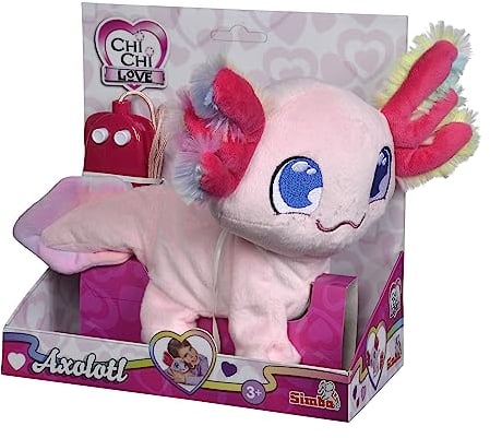 Chi Chi Love Axolotl, Kabelgesteuert, mit flauschigem Regenbogenkiemen, Sound, läuft und bewegt Sich, 20cm, ab 3 Jahre
