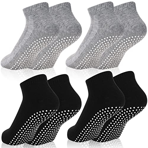 Smilcloud 4 Paar Yoga Socken Stoppersocken Damen Herren, Antirutsch für Damen, Rutschfeste Socken mit Noppen für Pilates, Ballett, Krankenhaus, Zuhause