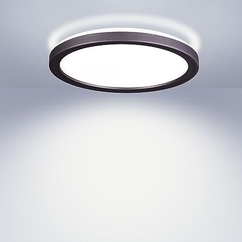 LED Deckenlampe LUCKY rund Schwarz 12W - Neutrales helles Licht für jede Ecke