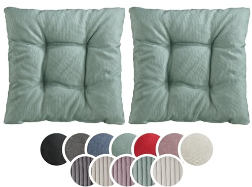 sleepling 2er Set Stuhlkissen 38x38cm, Sitzkissen für Stuhl & Bank, Türkis