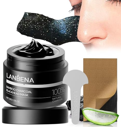 LANBENA 3.0 Bamboo Charcoal Blackhead Remover Mask, Nose Pore Strips, 60pcs