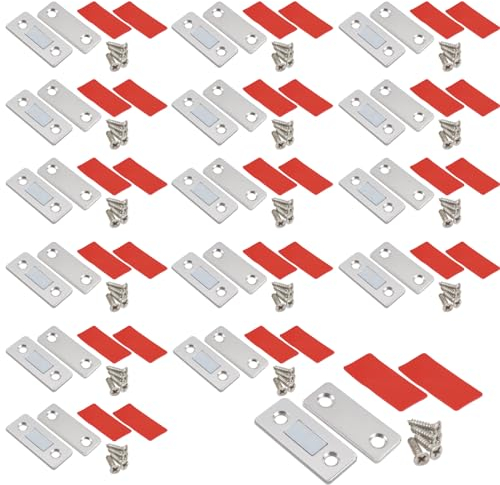 MIN CI 16 Stück Türmagnet Magnet Selbstklebend, Flache Magnete Silbrig Magnet Türschließer Möbelmagnet Türöffner Magnetschnäpper Rechteckmagnete Tür Magnet für Schubladen Balkontür Schranktür