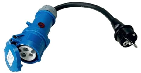 IntuiFlex Adaptador de corriente para camping, 30 cm, CEE Powerlight, adaptador CEE, indicador de voltaje Schuko, H07RN-F 3G2,5, protección contra salpicaduras, IP44, cable adaptador de cable de
