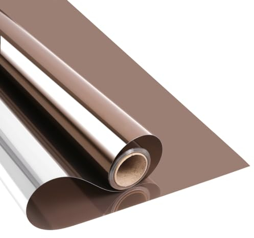 Arthome Vinilo Ventana Privacidad Anti Sol Bloqueo Espejo Película No Adhesiva Estática Cling Control de Calor Reflectante Vidrio Vinilo Decorativos para Hogar, Oficina, 44,5cmx200cm, Marrón