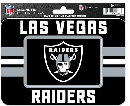 Rico Industries NFL Football Las Vegas Raiders Stripes Magnetic Picture Frame (5x6.75) & Magnet Combo Set - Home Décor - Regrigerator, Office, Kitchen