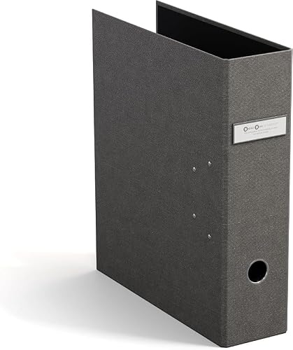 BIGSO ARCHIE Ordner mit 2 Ringen und Hebelmechanik – Ringordner aus Faserplatte und Papier mit Leinenoptik – Ringbuch A4 zum Abheften von losem Papier – grau