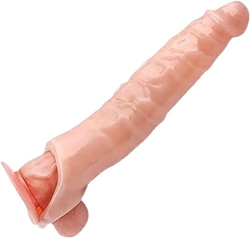 Penis Sleeve, 11 INCH Penis Sleeve Cock Sleeve Mega Mighty Reusable Silicone Penis Sleeve Extender Penis Sleeve Dildo for Men Enhancement Extension Sleeve (Skin)