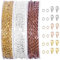 HZAOPZE 3 pcs 33 Füße Gliederkette Meterware, Ketten Basteln Gliederkette Edelstahl Kabel Kettenset mit 30 Karabinerverschluss und 150 Sprung Ringe, für DIY Halskette Basteln, ORO Plata y ORO rosa