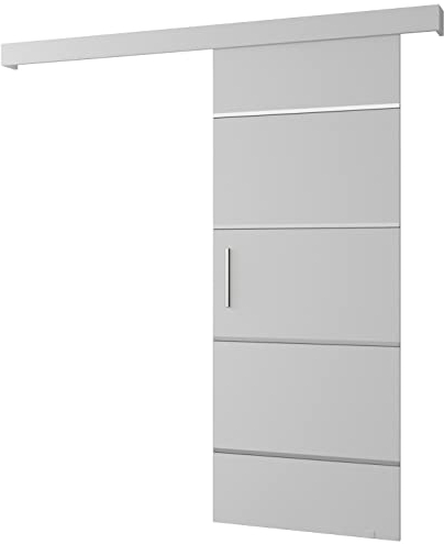 Schiebetür Komplettset - Schiebetürsystem Salwador 4 - Schiebetüren - Trennwände - Raumteiler - Innentüren, Tür 70x204 cm - Schiebetür Schiene - Zimmertür mit Schiebetür Griff - Saloontür