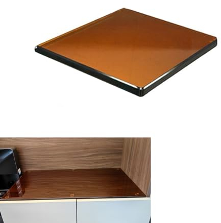 Glasplatte Tisch Sicherheitsglas Eckig, Glasplatte Braun Transparent, DIY Glastisch Tisch Glas Platte, für Esstisch, Couchtisch, Gartentisch, Schreibtisch, Funkenschutz, Kaminschutz(Size:55cmx55cm)