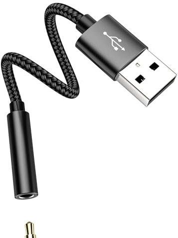 USB male to 3.5mm female Headphone Jack Adapter DAC AUX Audio Cable Converter for PC USB-A Port Adaptor for Apple iPhone Interface Car Music mic for ipad compatible for Samsung Android Earphone