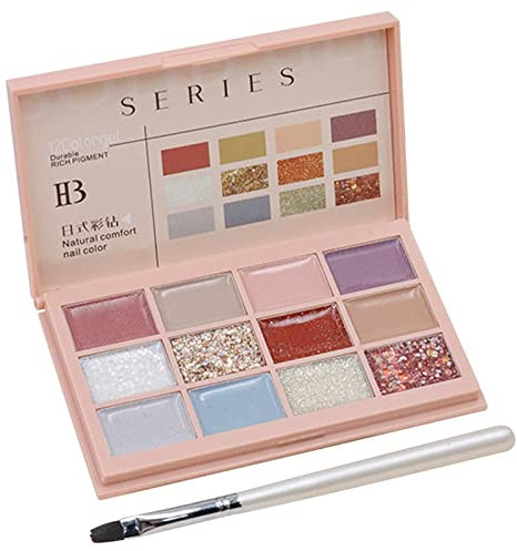 Solid Gel Nail Polish Palette Kit Jelly Pigment UV Glue Colored Diamonds