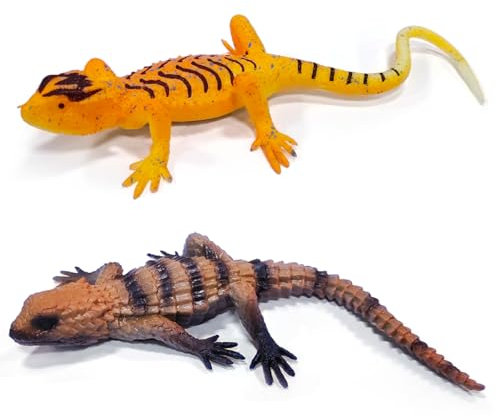 PHIEZC 2er-Pack Gummi-Tierspielzeug, Eidechsen-Chamäleon, Eidechsen-Gummispielzeug, realistisches Reptilienmodell, Lernspielzeug, Gartendekoration