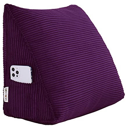 BNCKTRD Rückenkissen Keilkissen Rückenlehne Kissen für Bett Sofa Kopfteil Gepolstert Bettkissen Wandkissen Sofakissen Groß Rueckenkissen Couchkissen Dekokissen Kordsamt Lila 45cm